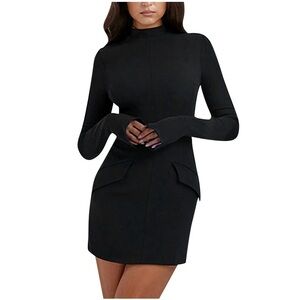Elegant Black Long Sleeve Dress